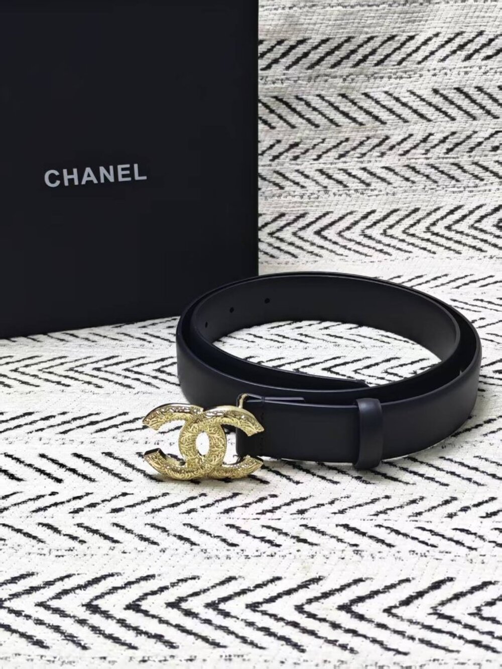 Chanel Authentic Women's Black Belt SZ 85